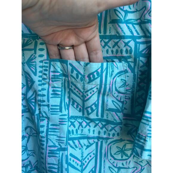 The Nutter Vintage Men's Blue Tribal Button Up Shirt Made in USA Size Large - Picture 4 of 6